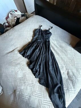 Mustard Seed Black Asymmetrical Spaghetti Strap Dress